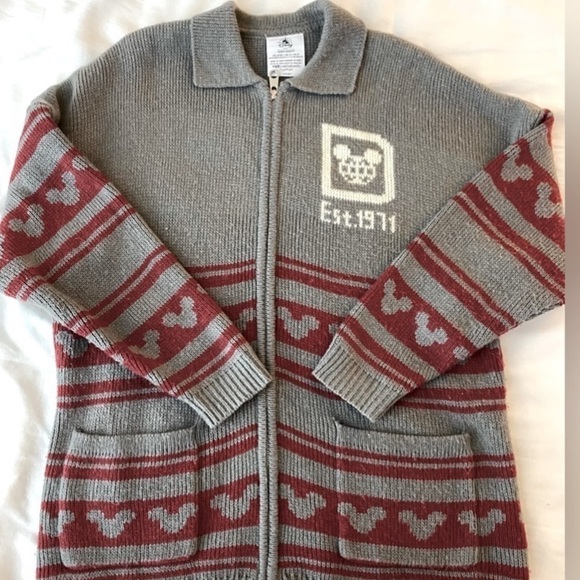 UNISEX WALT DISNEY Spirit Jersey knitted collared zip up sweater size Small